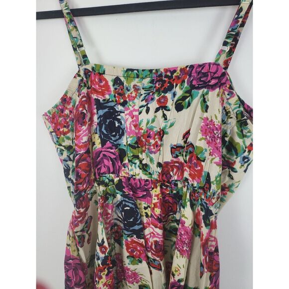 Fire Los Angelas Mini Dress S Womens Multicolor Floral Sleeveless Ruffled Midi - Picture 7 of 9